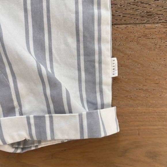 Firsts by Petit Lem 6 month Neutral Romper Coverall Summer One piece Blue Stripe - Picture 3 of 6